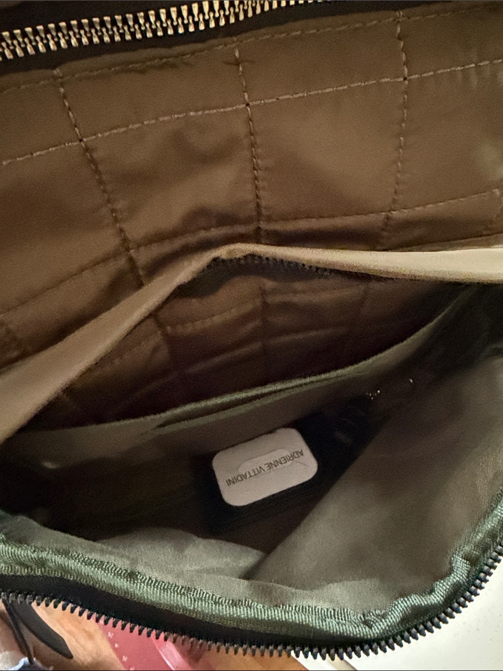 Adrienne Vittadini Quilted Olive Backpack with Laptop sleeve - Picture 5 of 11